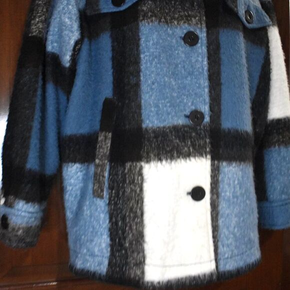 Zara Wool Blend Italian Fabric Color Block Coat Small Oversized Button Up - Picture 4 of 11